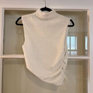 Sleeveless Turtleneck Knit Top - Cream